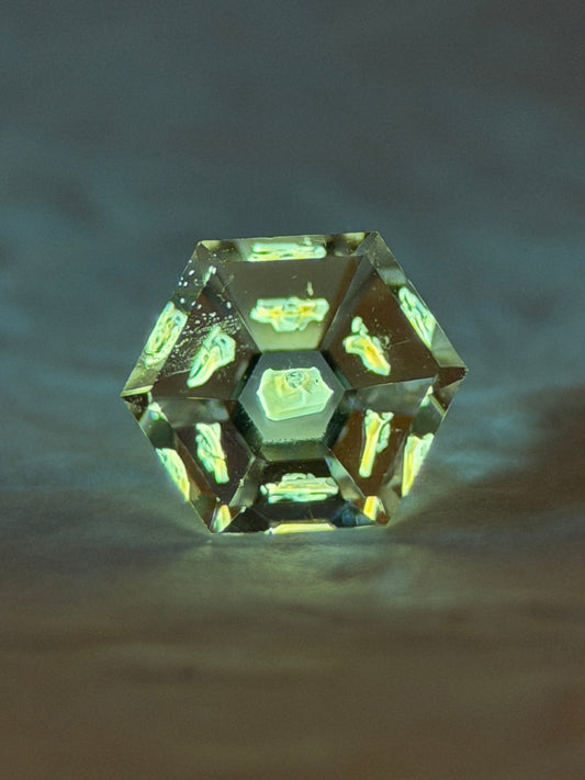 0.30 ct Hexagon Petroleum Quartz with Fluorescent Inclusion – Madagascar (4.3 x 4.2 mm)