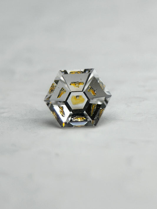 0.30 ct Hexagon Petroleum Quartz with Fluorescent Inclusion – Madagascar (4.3 x 4.2 mm)