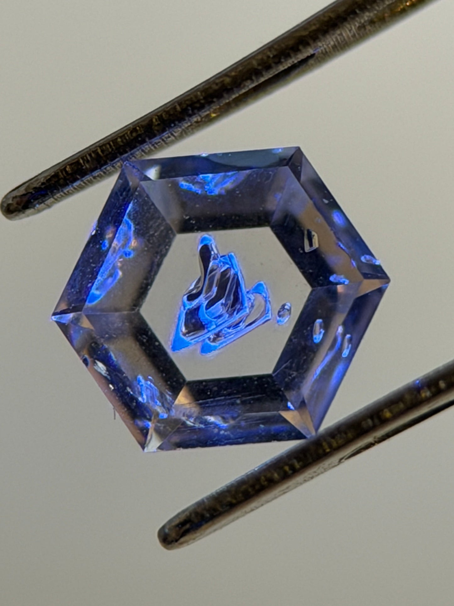 0.375 ct Hexagon Fluorescent Negative Crystal Quartz – Madagascar (4.7 mm Flat-to-Flat)