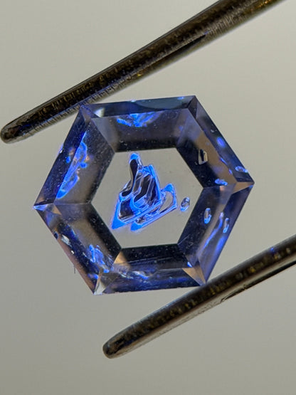 0.375 ct Hexagon Fluorescent Negative Crystal Quartz – Madagascar (4.7 mm Flat-to-Flat)