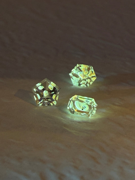 0.39 ctw Petroleum Quartz Gemstone Bundle (Set of 3) – Pentagon, Hexagon & Emerald Cut – Madagascar