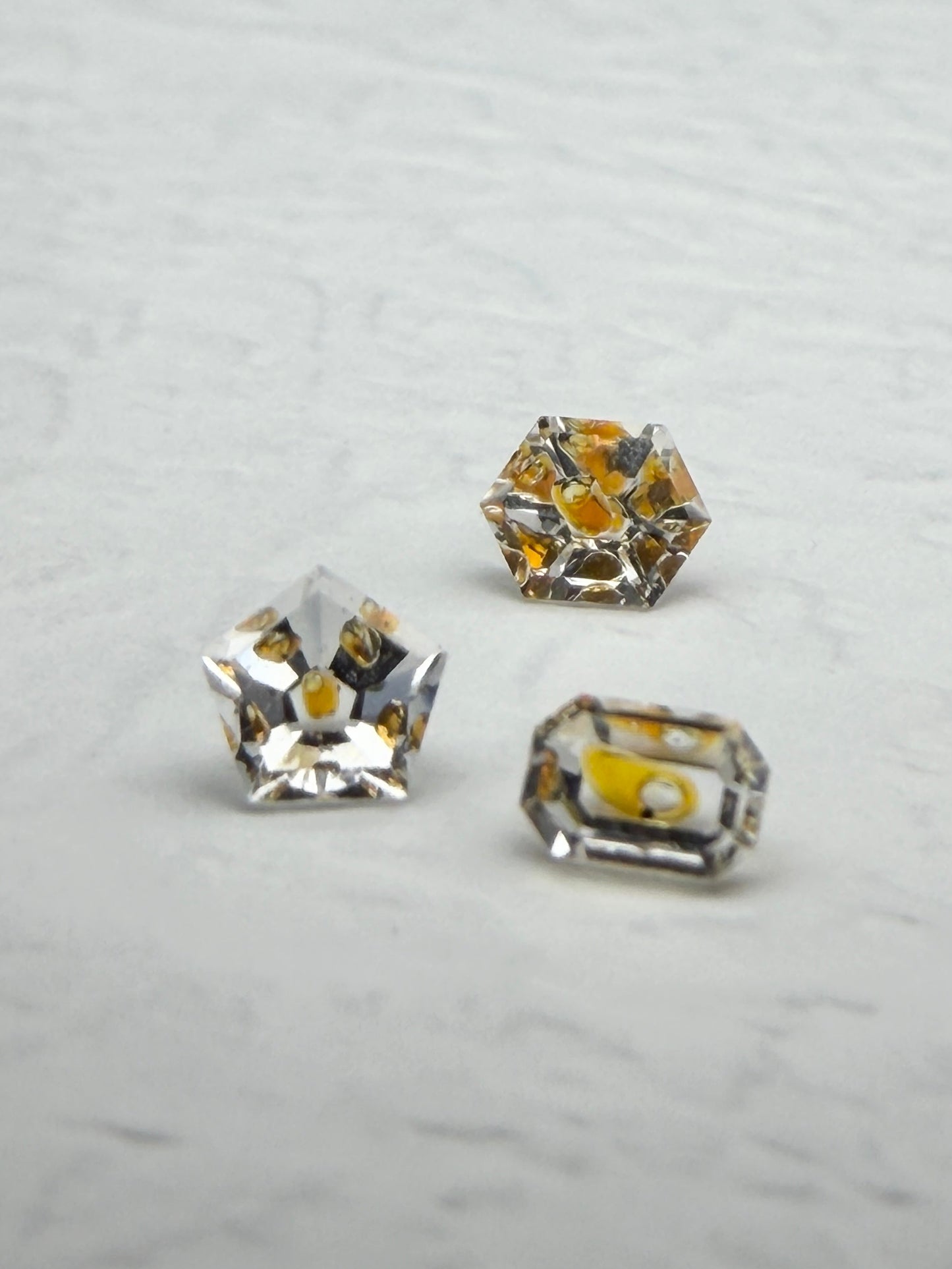 0.39 ctw Petroleum Quartz Gemstone Bundle (Set of 3) – Pentagon, Hexagon & Emerald Cut – Madagascar