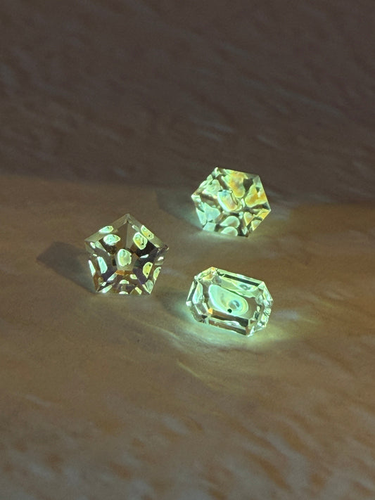 0.39 ctw Petroleum Quartz Gemstone Bundle (Set of 3) – Pentagon, Hexagon & Emerald Cut – Madagascar