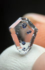 Natural Anatase in Quartz – 0.42 ct Shield / Geometric Cut (5.2 x 6.2 mm) – Mozambique – Floating Metallic Crystal Inclusions