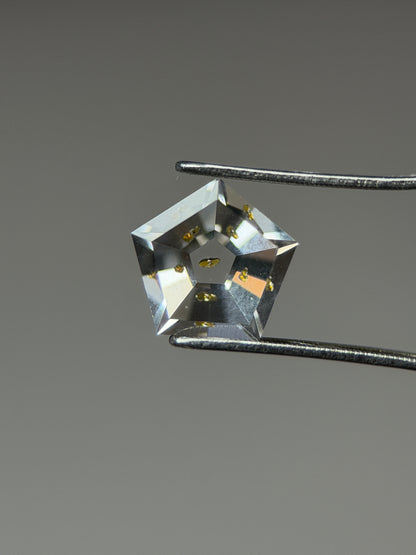 0.62 ct Pentagon Cut Petroleum Quartz with Enhydro Moving Bubble – Madagascar