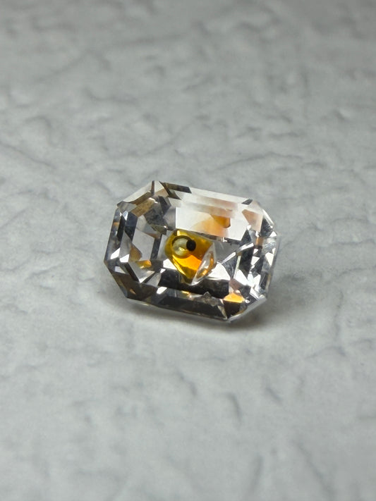 0.74 ct Emerald Cut Petroleum Quartz with Enhydro Moving Bubble – Madagascar (5.8 x 4.3 mm)