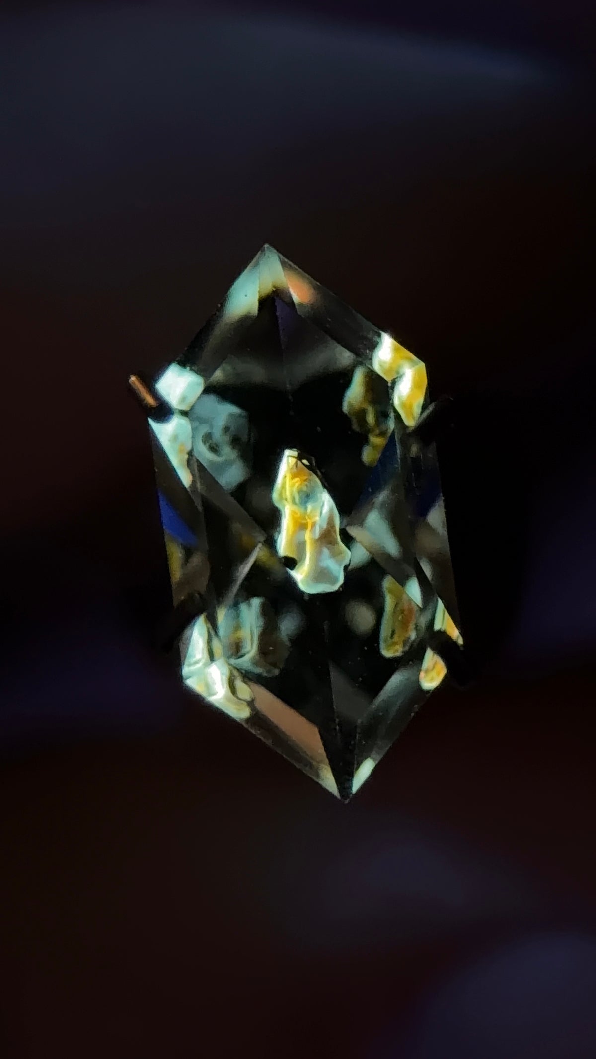 Natural Petroleum Quartz – 0.76 ct Hexagon Cut (4.6 x 9.4 mm) – Fluid Inclusion with Moving Bubble