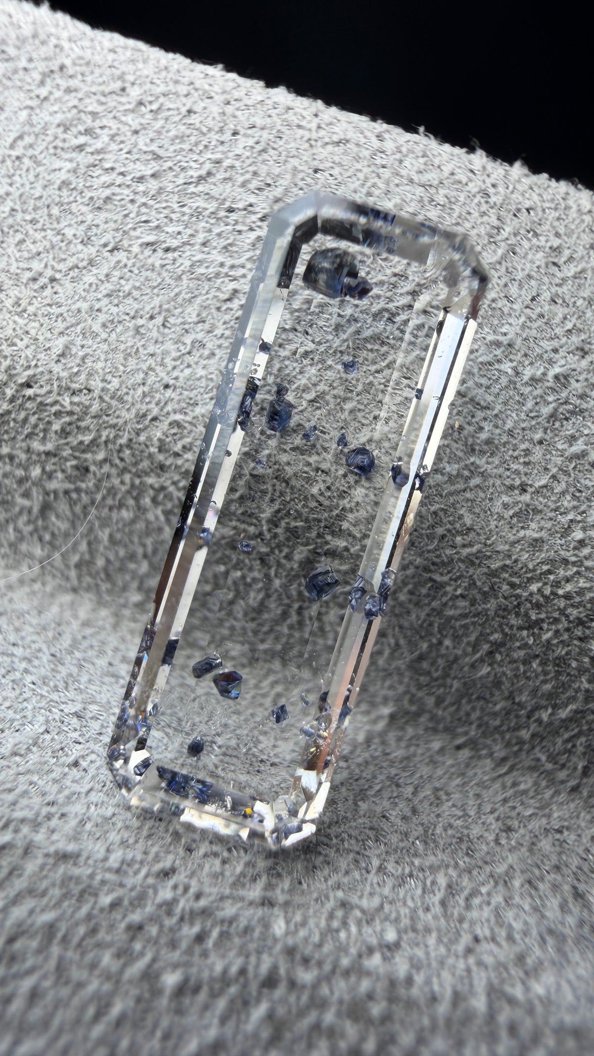 Natural Anatase in Quartz – 2.00 ct Elongated Octagon Cut (4.6 x 13.9 mm) – Mozambique – Floating Metallic Crystal Inclusions