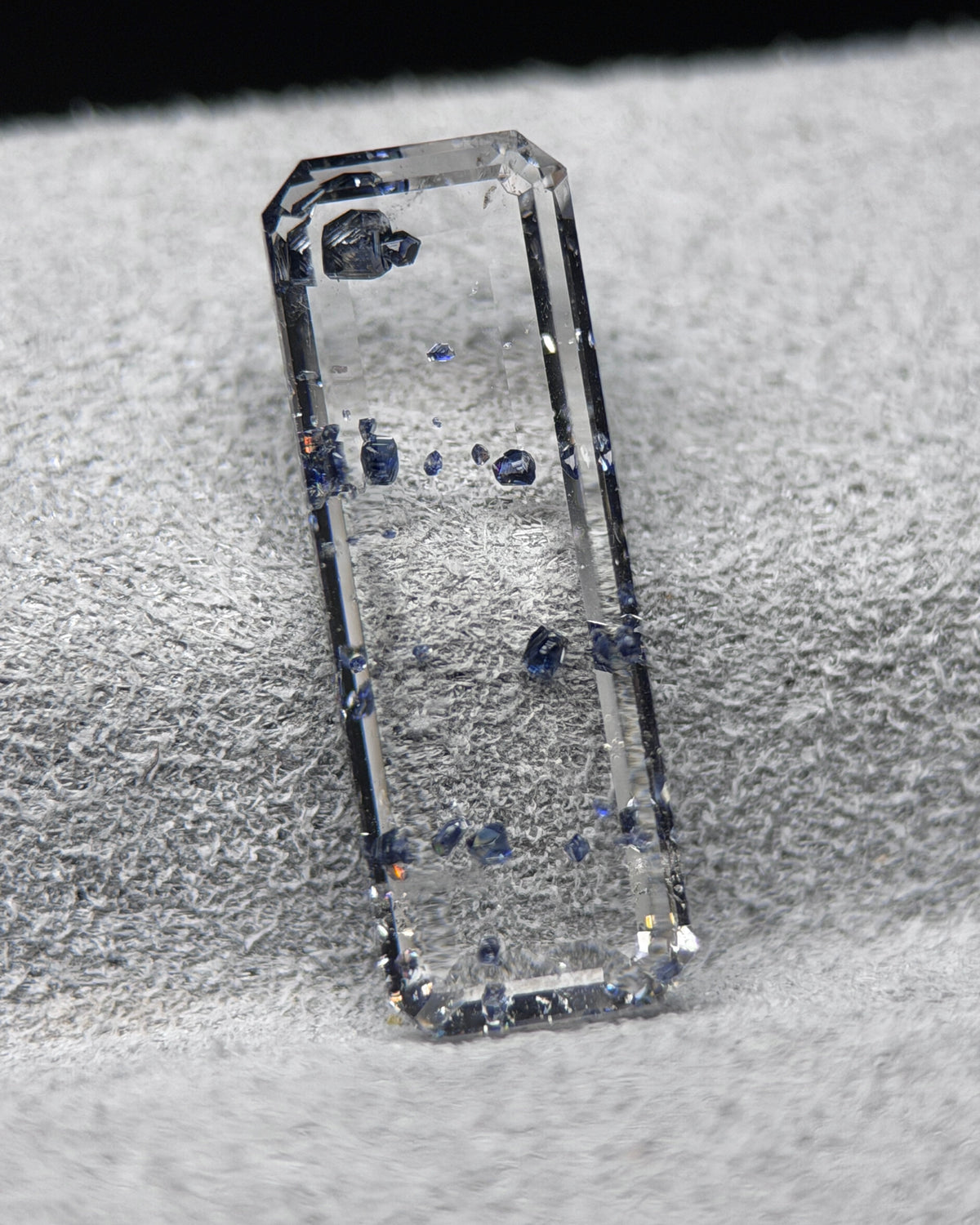 Natural Anatase in Quartz – 2.00 ct Elongated Octagon Cut (4.6 x 13.9 mm) – Mozambique – Floating Metallic Crystal Inclusions