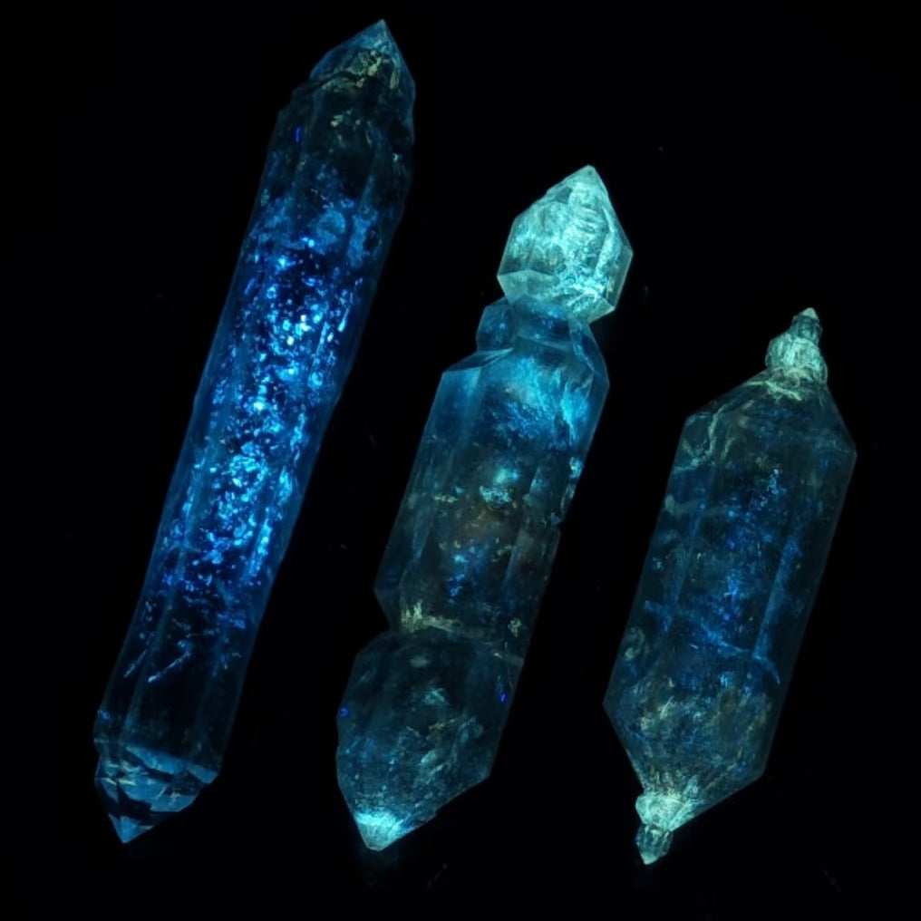 Trio Set of Slender Candy Petroleum Herkimer Quartz Crystals | Guizhou