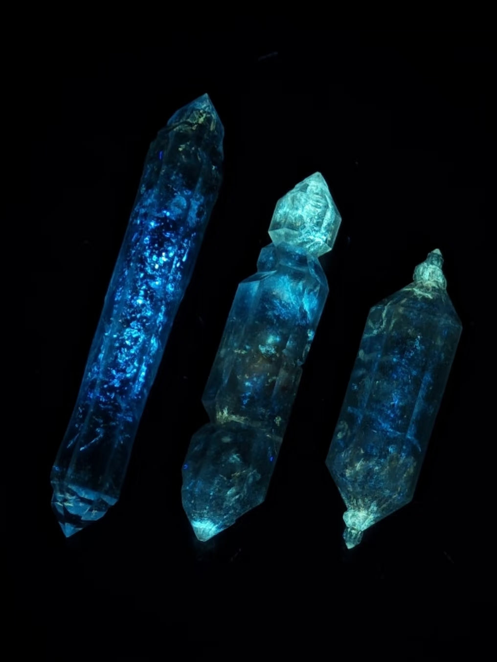 Trio Set of Slender Candy Petroleum Herkimer Quartz Crystals | Guizhou