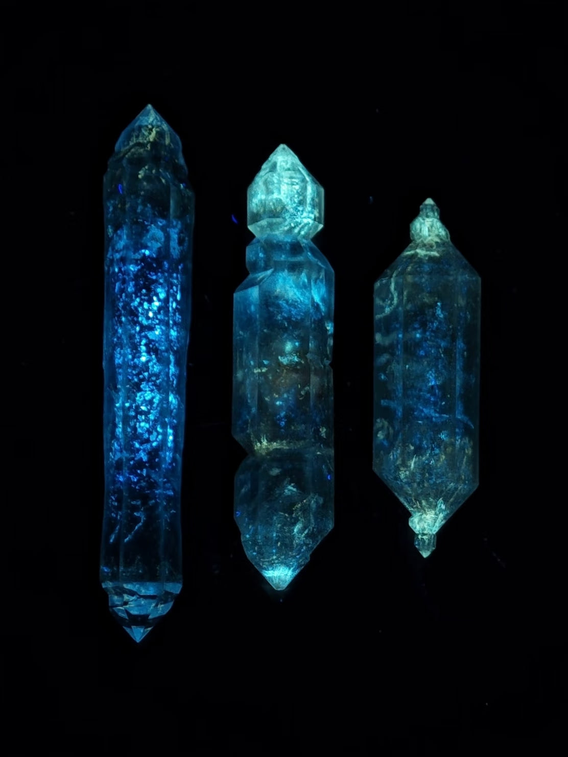 Trio Set of Slender Candy Petroleum Herkimer Quartz Crystals | Guizhou
