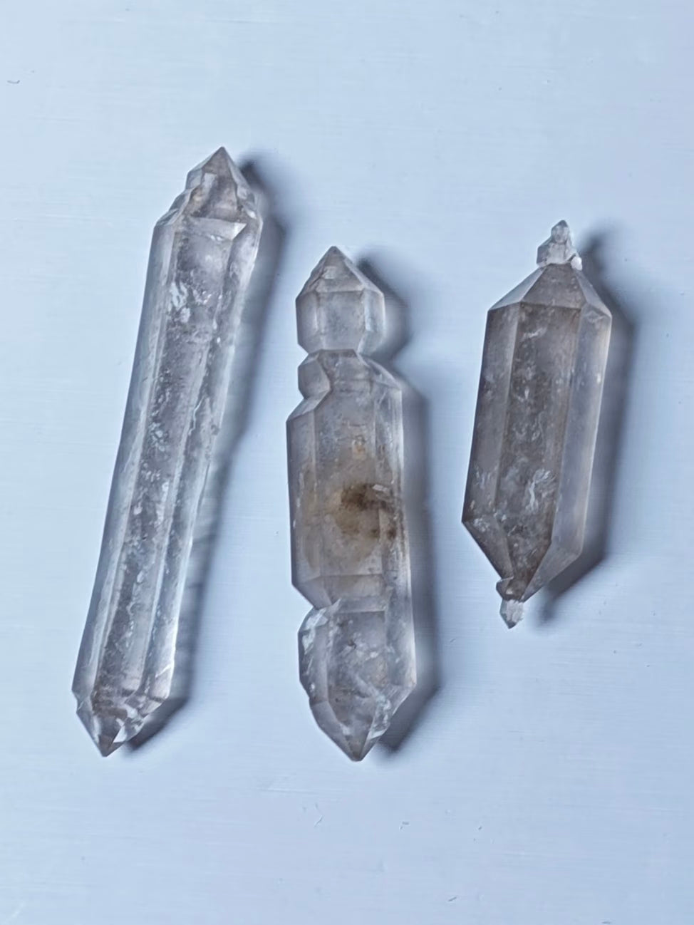 Trio Set of Slender Candy Petroleum Herkimer Quartz Crystals | Guizhou
