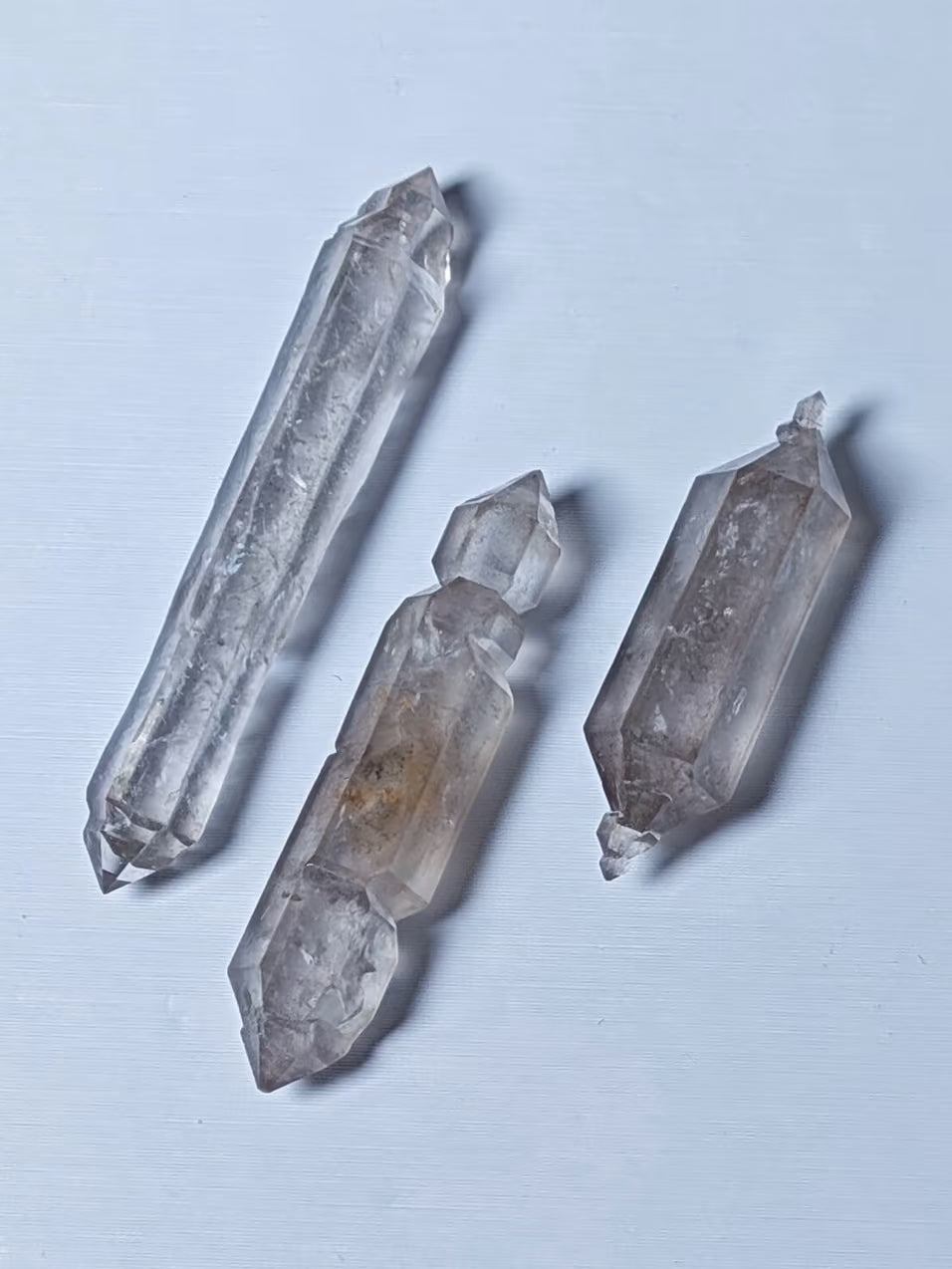 Trio Set of Slender Candy Petroleum Herkimer Quartz Crystals | Guizhou