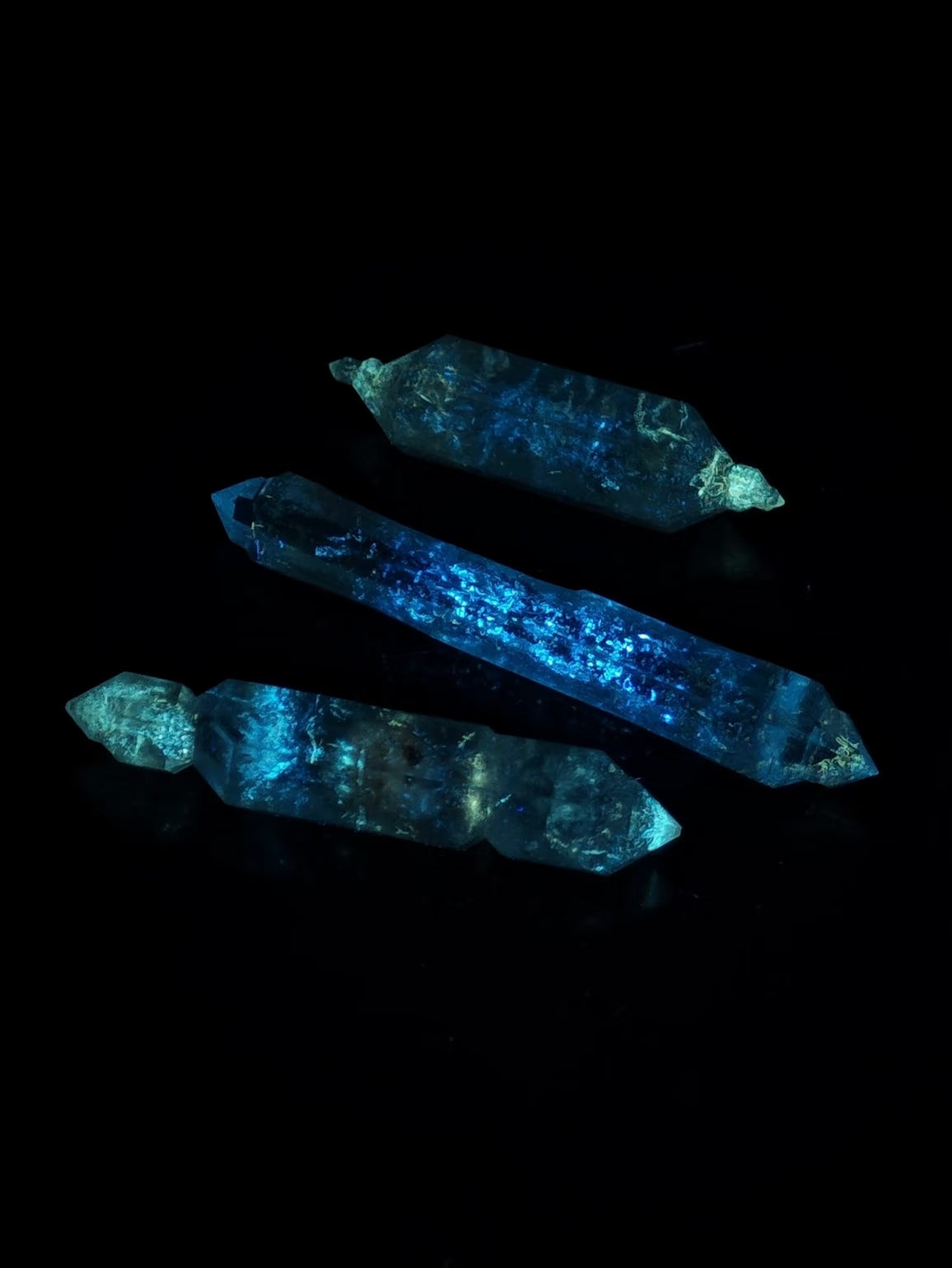 Trio Set of Slender Candy Petroleum Herkimer Quartz Crystals | Guizhou