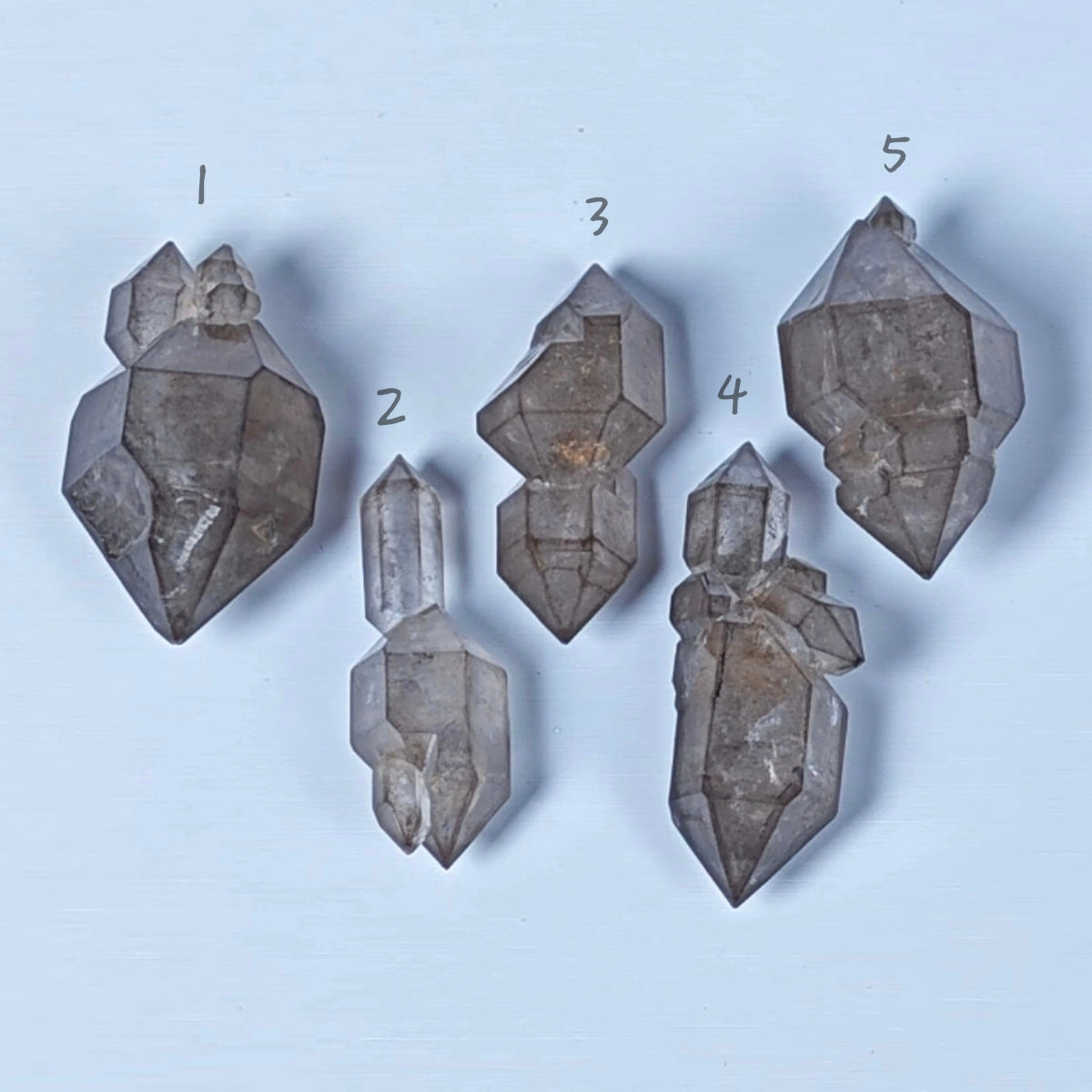 [Special Bundle Set] 5-Piece Petroleum Herkimer Quartz Crystals Collection | Multi-Faceted & Scepter Formations