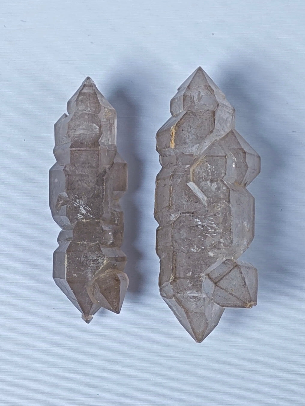 Multi-Terminated Skeletal Petroleum Herkimer Quartz Crystals Pair | High Fluorescence