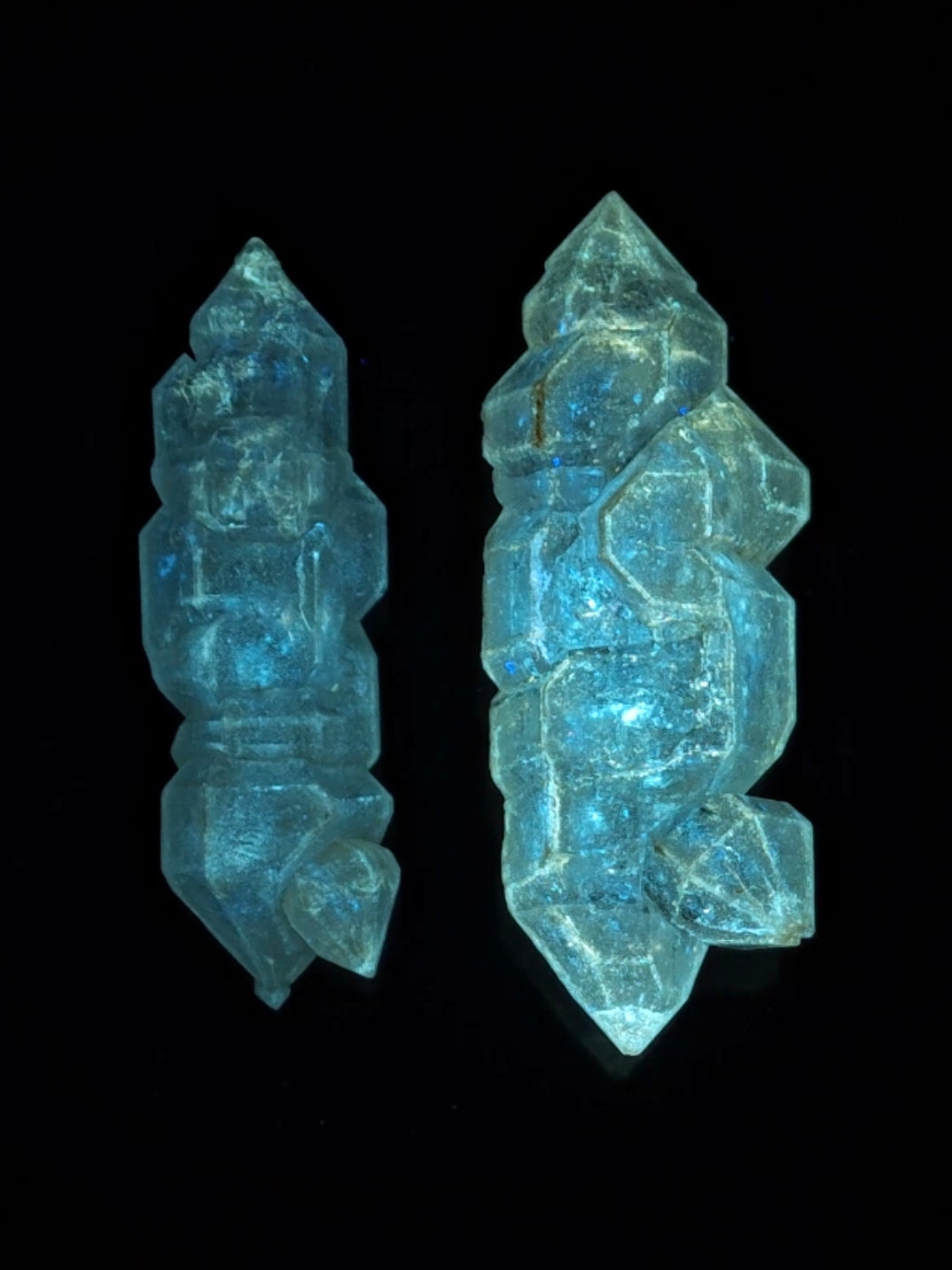 Multi-Terminated Skeletal Petroleum Herkimer Quartz Crystals Pair | High Fluorescence