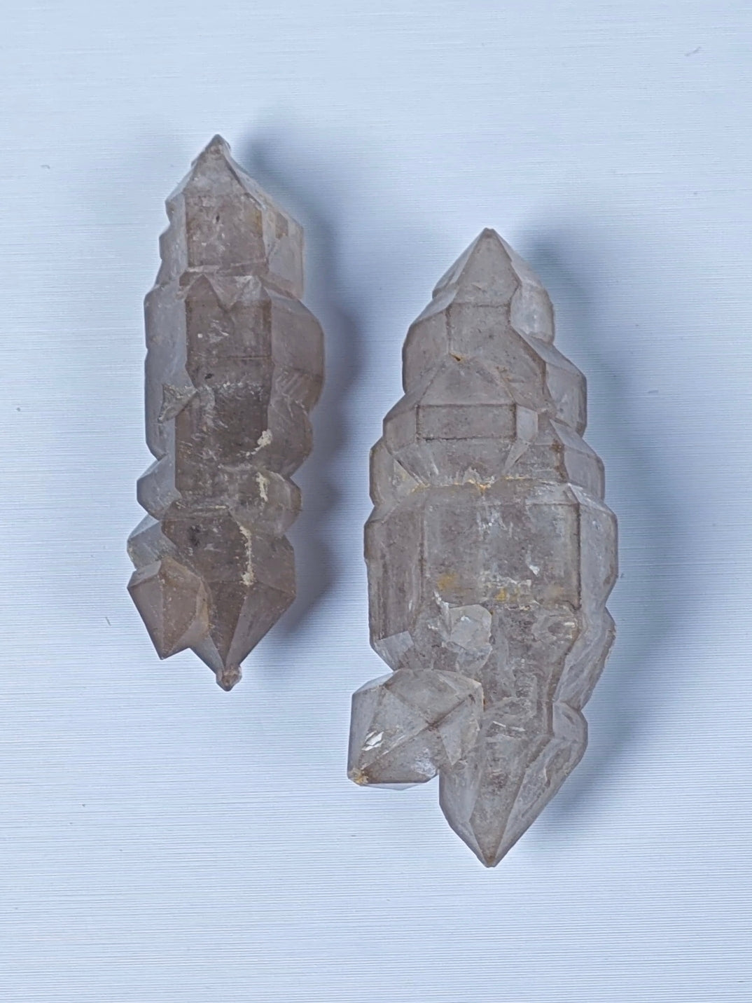 Multi-Terminated Skeletal Petroleum Herkimer Quartz Crystals Pair | High Fluorescence