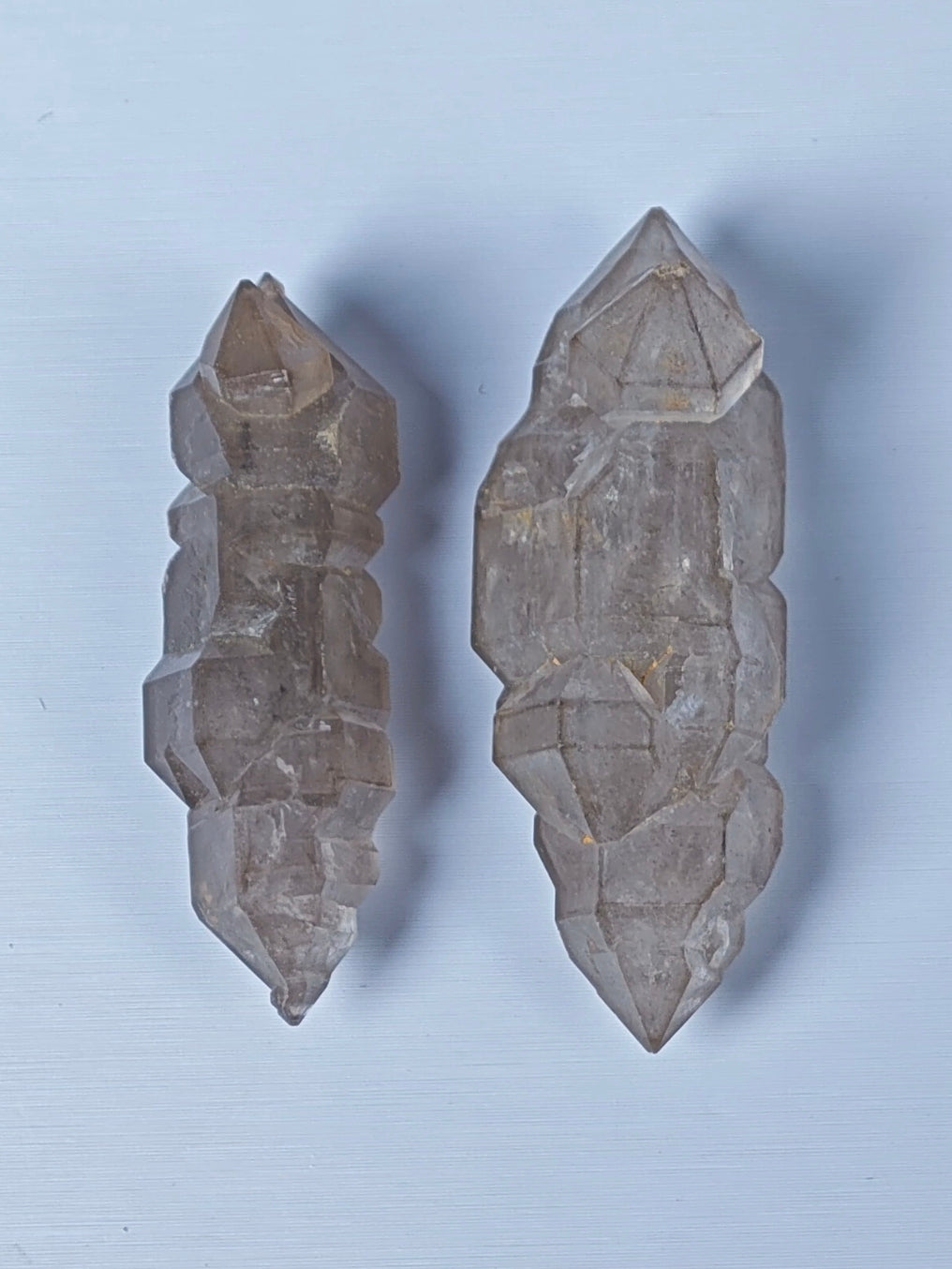 Multi-Terminated Skeletal Petroleum Herkimer Quartz Crystals Pair | High Fluorescence
