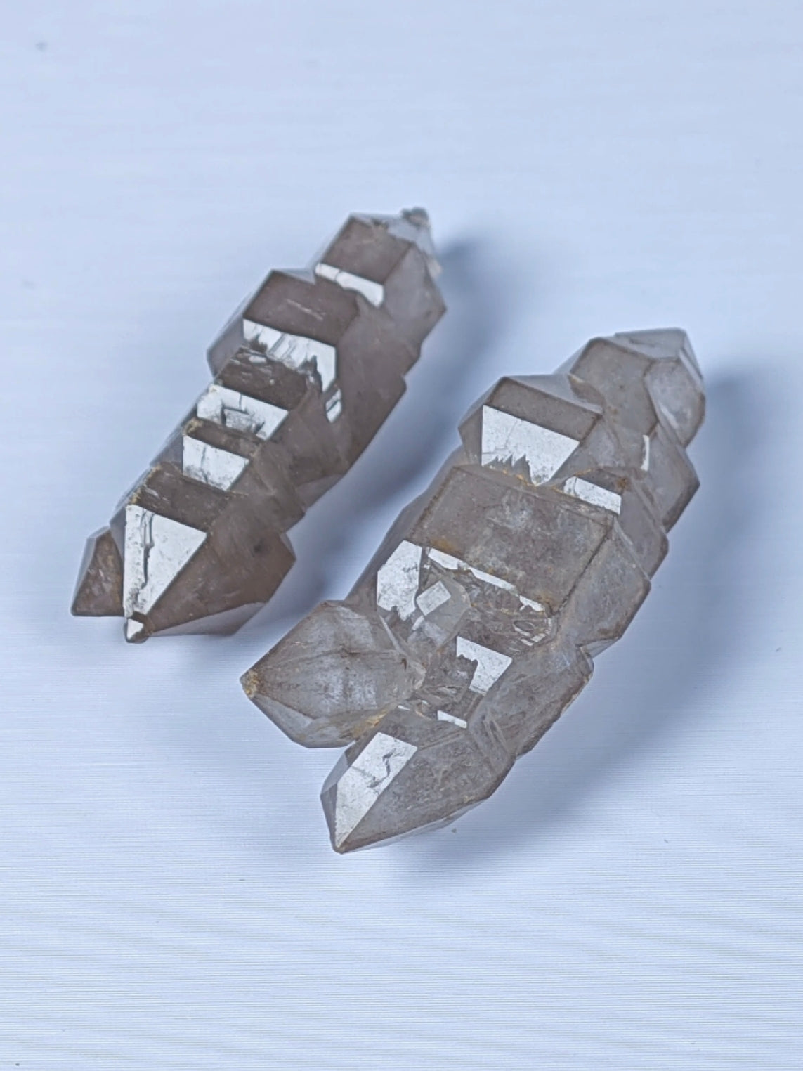 Multi-Terminated Skeletal Petroleum Herkimer Quartz Crystals Pair | High Fluorescence