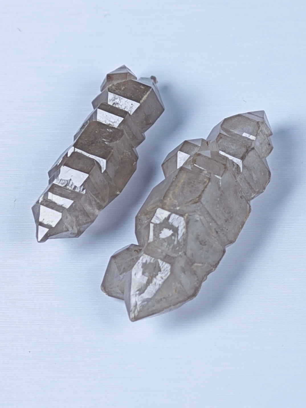 Multi-Terminated Skeletal Petroleum Herkimer Quartz Crystals Pair | High Fluorescence