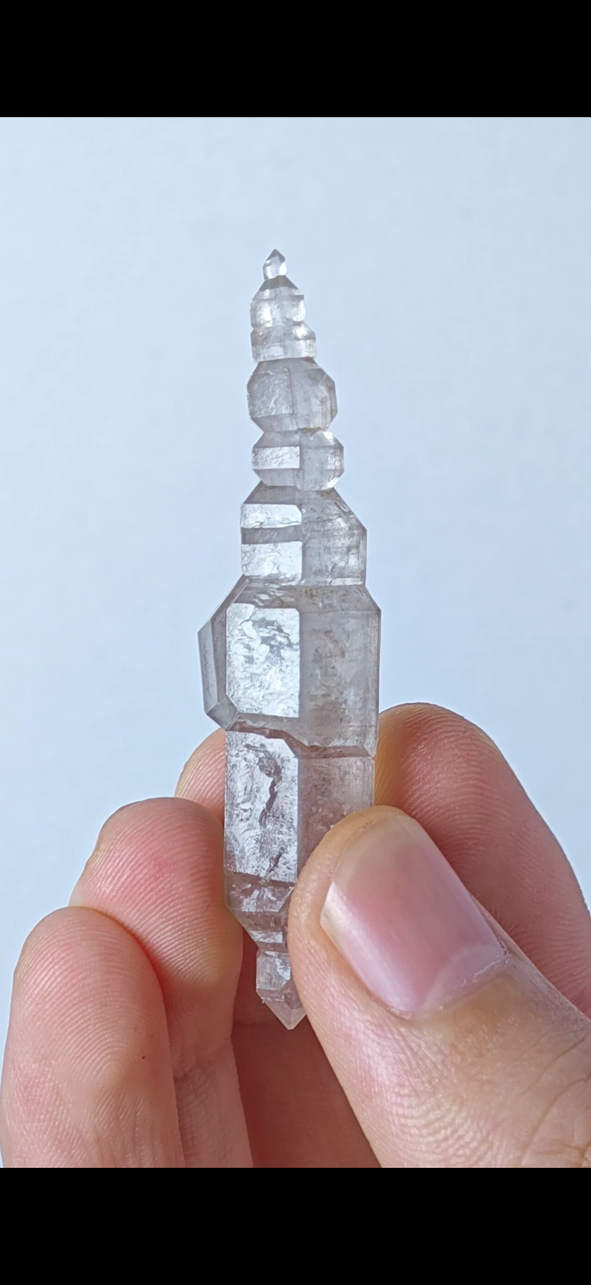 Natural Layered Stacked Petroleum Quartz Crystal Point | Madagascar