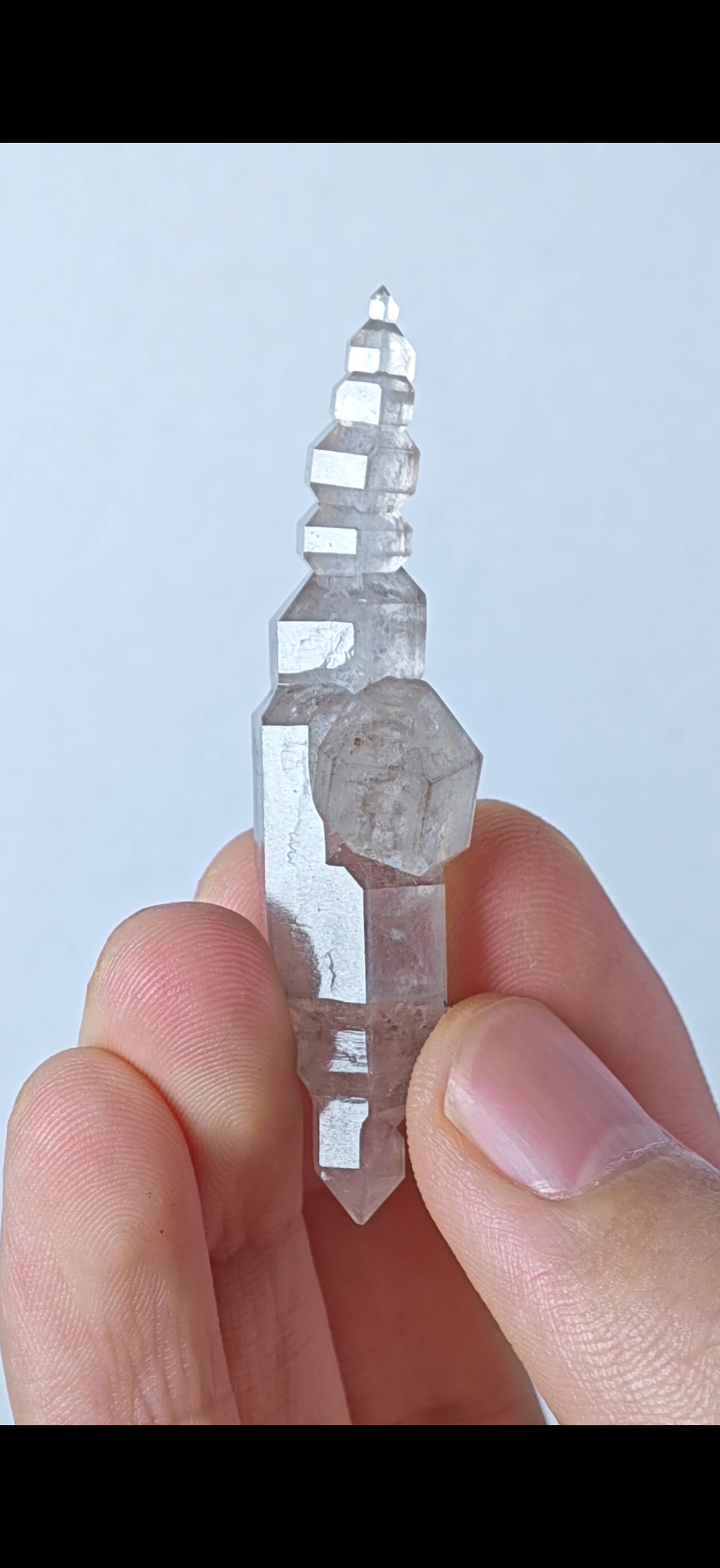Natural Layered Stacked Petroleum Quartz Crystal Point | Madagascar