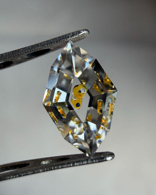 0.73ct Collector's Eye! 3-Phase Petroleum Enhydro | Moving Bubble｜Lozenge Cut | Rare Symmetrical Inclusion