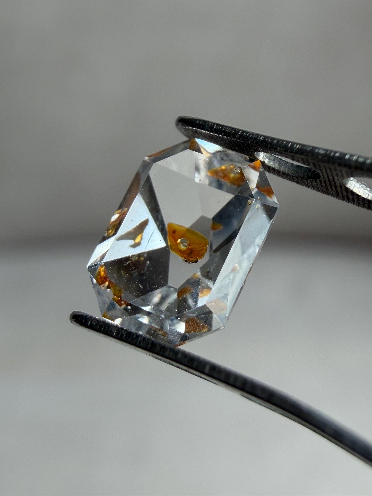 0.92ct Hand-Cut Octagon Petroleum Quartz | Golden Enhydro Crystal