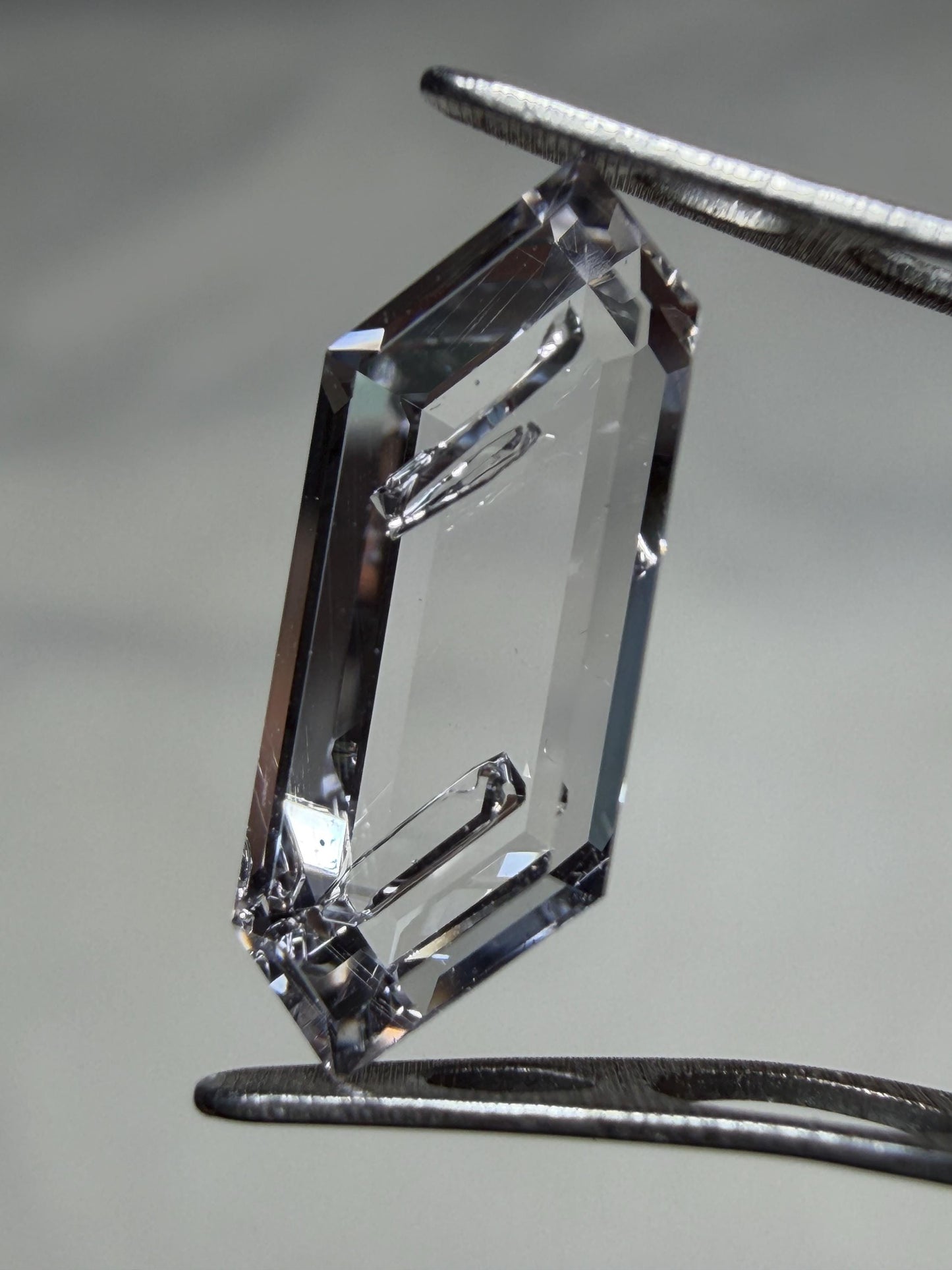 Negative Crystal Quartz Lozenge Gemstone, Rare Inclusion, Precision Cut, Madagascar Origin (5.6*8.9mm)