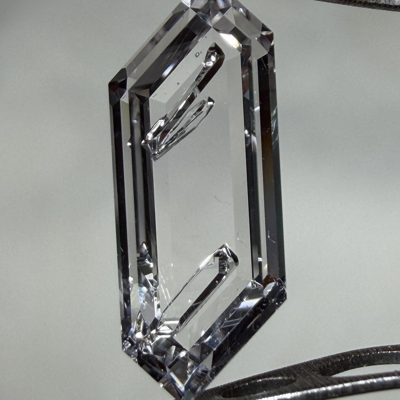 Negative Crystal Quartz Lozenge Gemstone, Rare Inclusion, Precision Cut, Madagascar Origin (5.6*8.9mm)