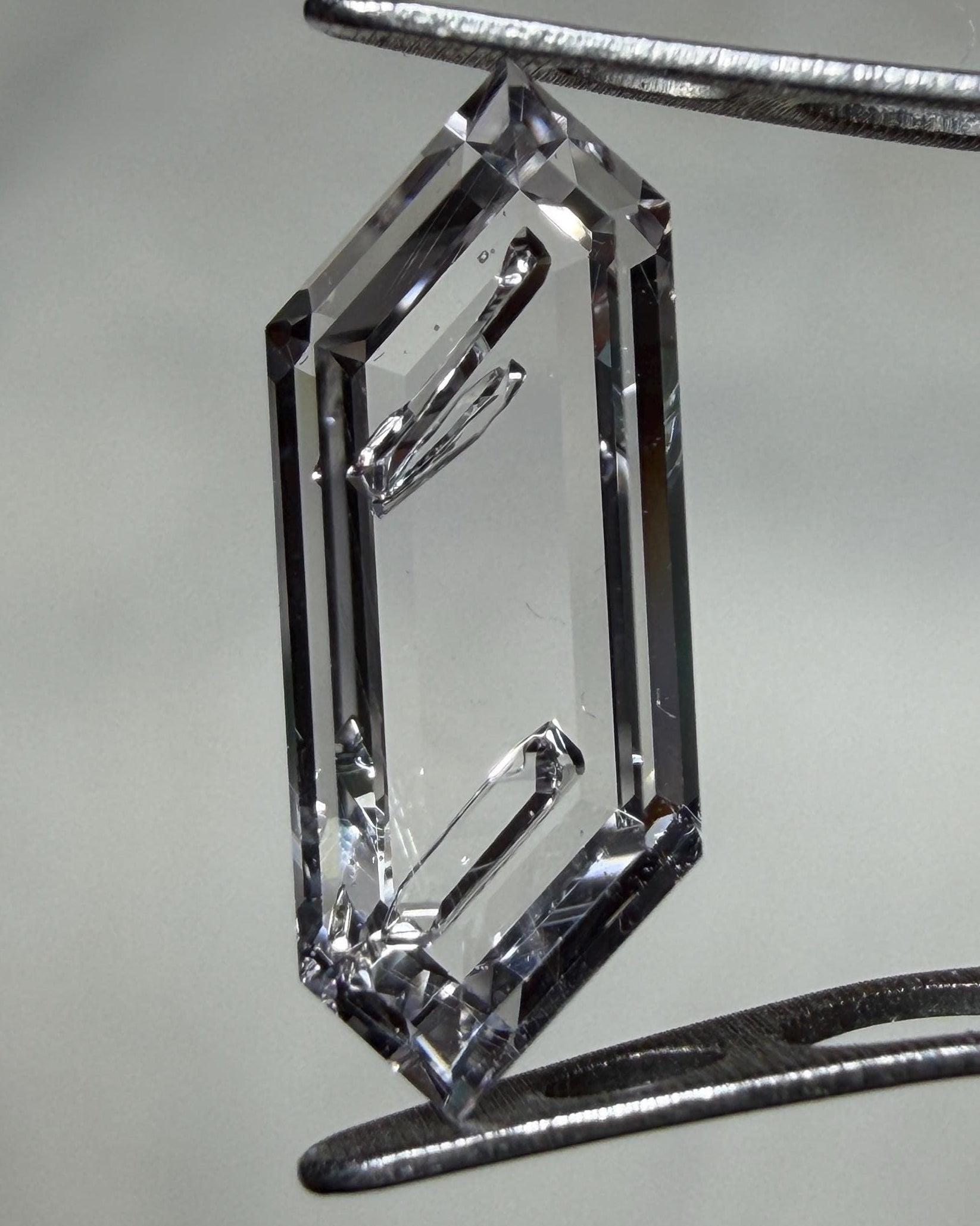 Negative Crystal Quartz Lozenge Gemstone, Rare Inclusion, Precision Cut, Madagascar Origin (5.6*8.9mm)