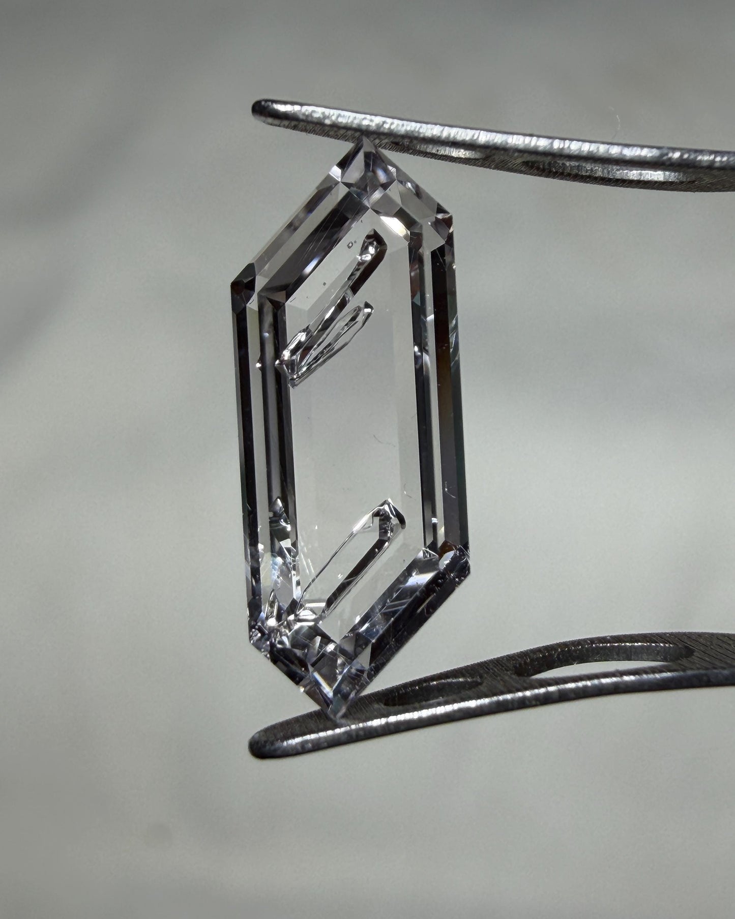 Negative Crystal Quartz Lozenge Gemstone, Rare Inclusion, Precision Cut, Madagascar Origin (5.6*8.9mm)
