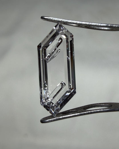 Negative Crystal Quartz Lozenge Gemstone, Rare Inclusion, Precision Cut, Madagascar Origin (5.6*8.9mm)