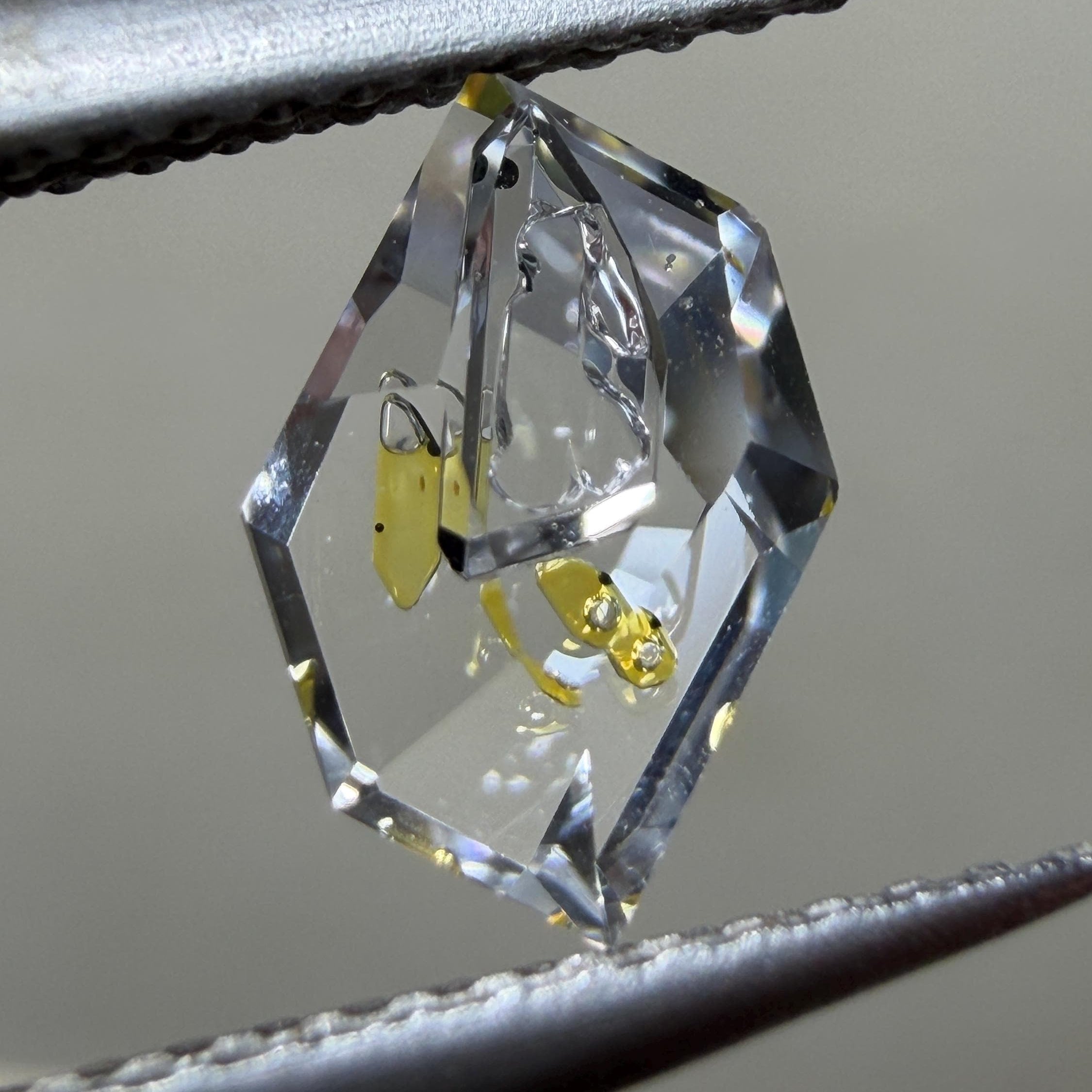 0.57ct Hand-Cut Octagon negative crystal Petroleum Quartz | Golden Enhydro Crystal