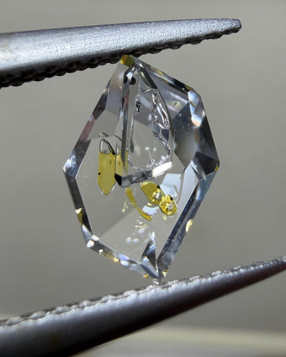0.57ct Hand-Cut Octagon negative crystal Petroleum Quartz | Golden Enhydro Crystal