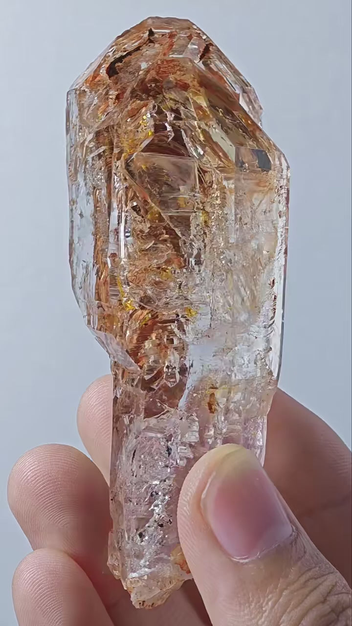 Natural Full-Petroleum Red Clay Skeletal Lavender Quartz Crystal Specimen | Hand Specimen
