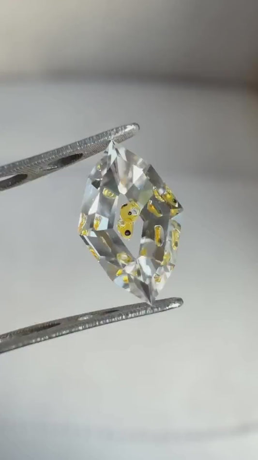 0.73ct Collector's Eye! 3-Phase Petroleum Enhydro | Moving Bubble｜Lozenge Cut | Rare Symmetrical Inclusion
