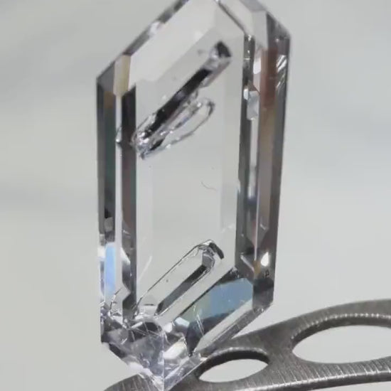 Negative Crystal Quartz Lozenge Gemstone, Rare Inclusion, Precision Cut, Madagascar Origin (5.6*8.9mm)