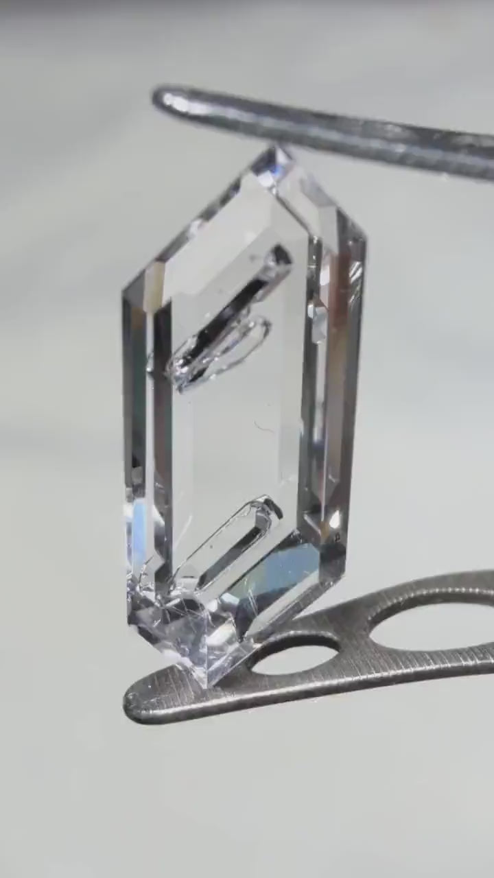 Negative Crystal Quartz Lozenge Gemstone, Rare Inclusion, Precision Cut, Madagascar Origin (5.6*8.9mm)