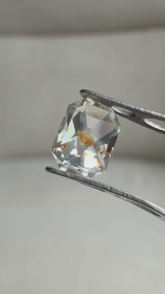 0.92ct Hand-Cut Octagon Petroleum Quartz | Golden Enhydro Crystal