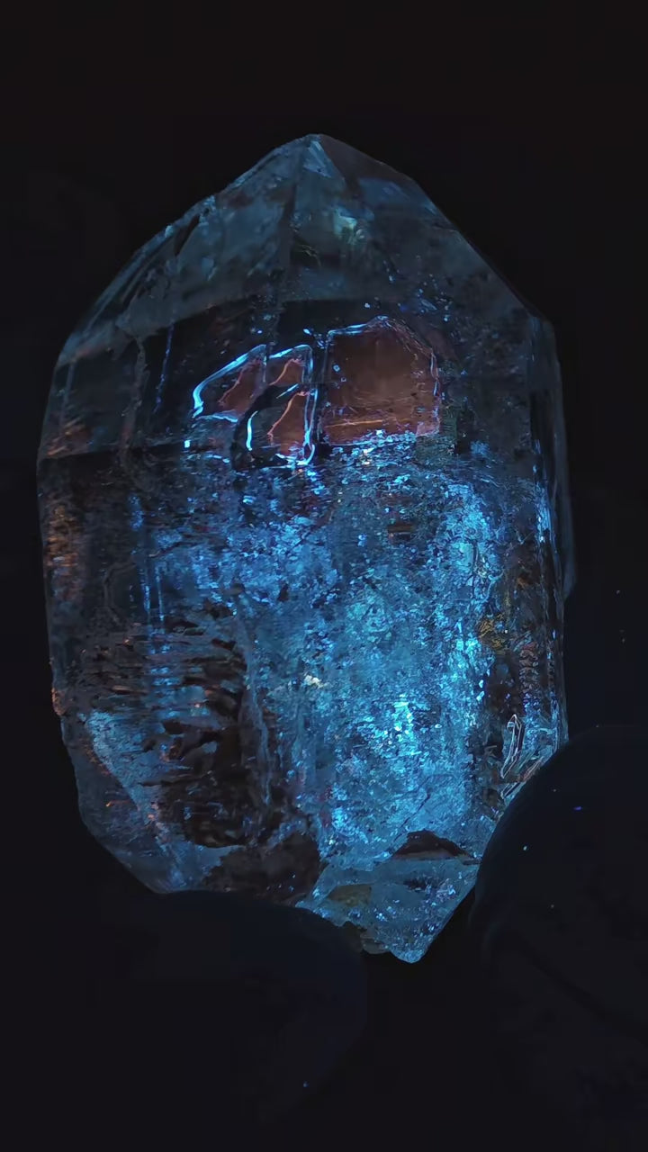 Natural Light Smoky Petroleum Skeletal Quartz Crystal | Meteorite Fragment