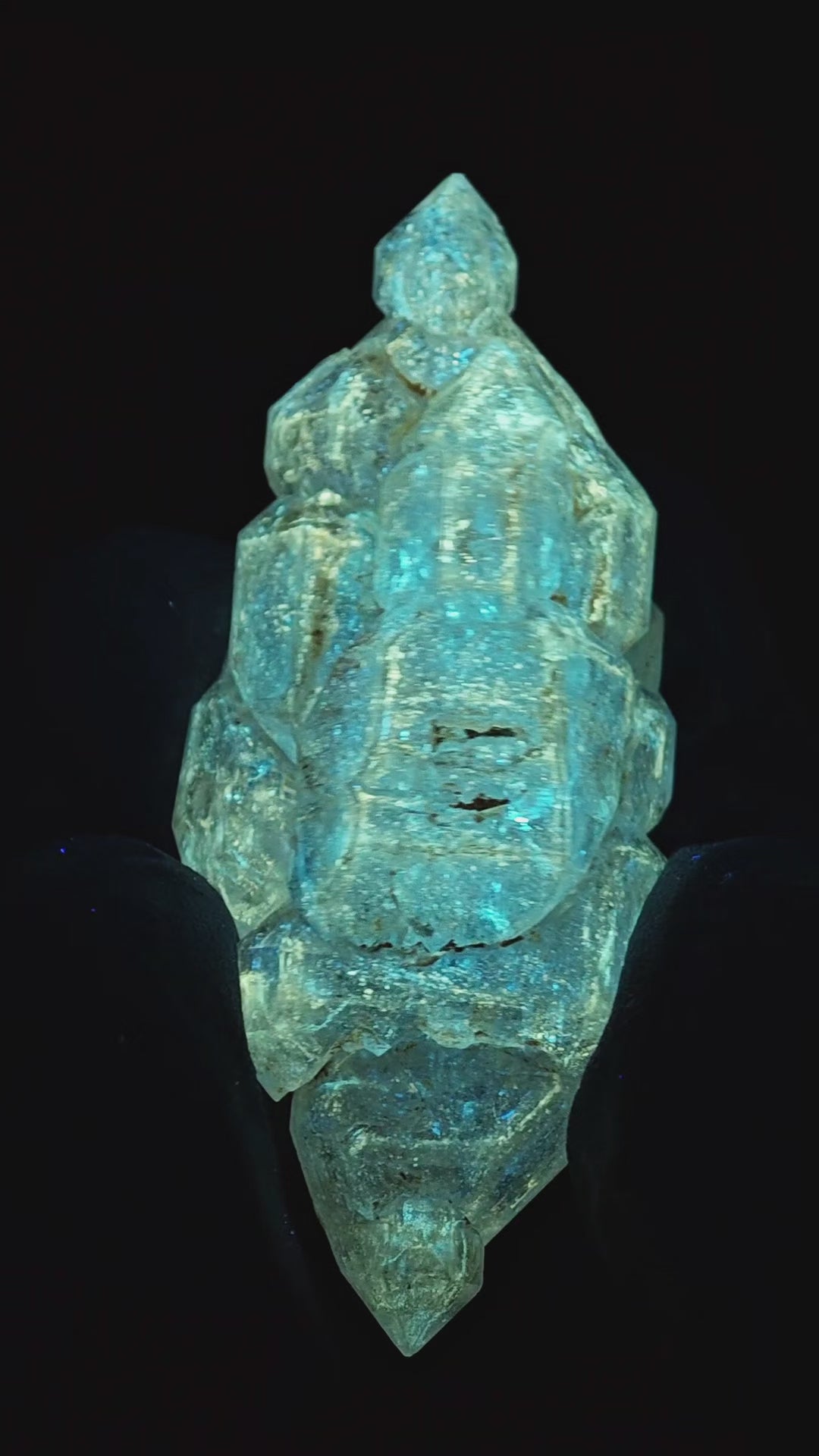 Natural Fluorescent Herkimer Style Petroleum Quartz Crystal Specimen – 54 mm, 22 g – Yunnan/Guizhou, China – UV Luminescence