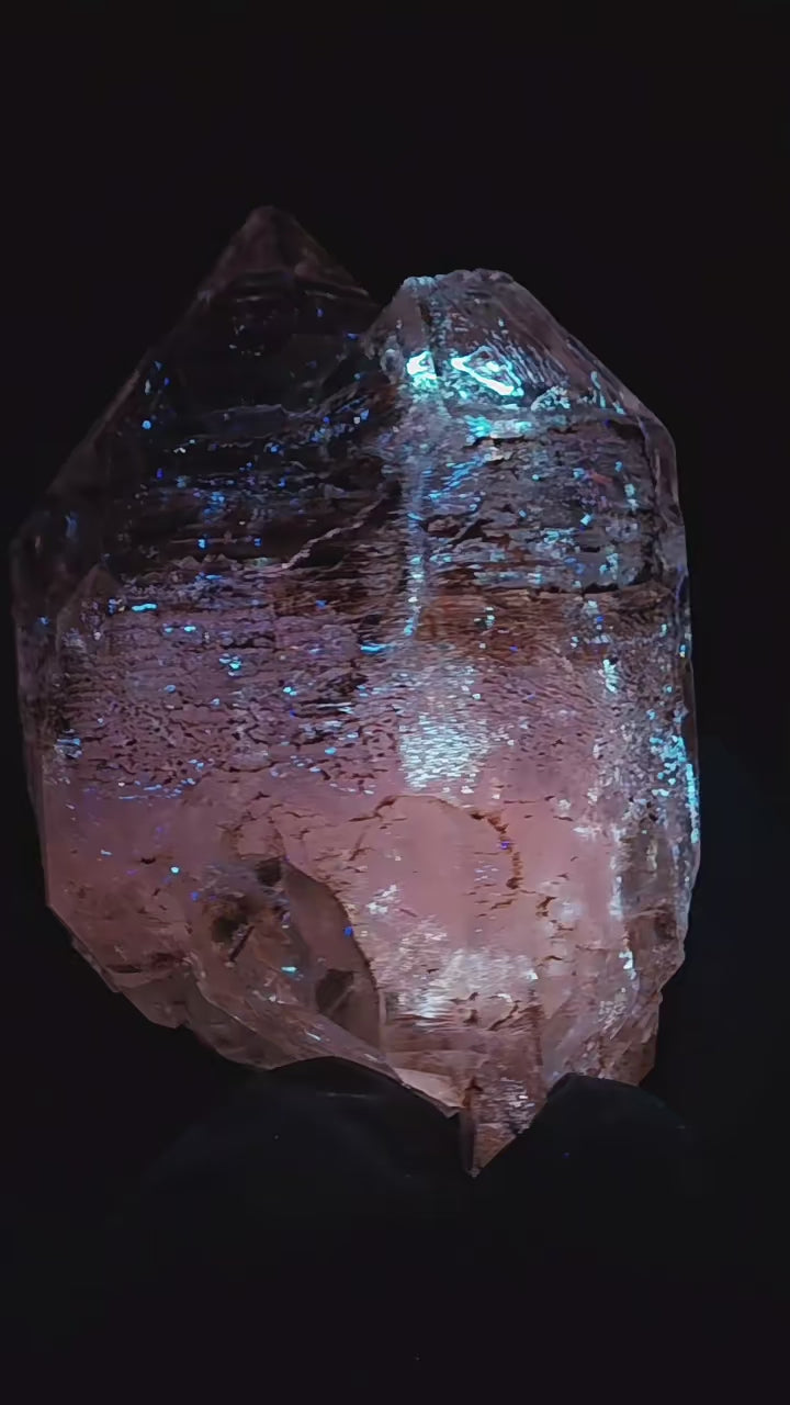 Natural Large Multi-Color Petroleum Skeletal Quartz Crystal with Red Clay Inclusions | Madagascar