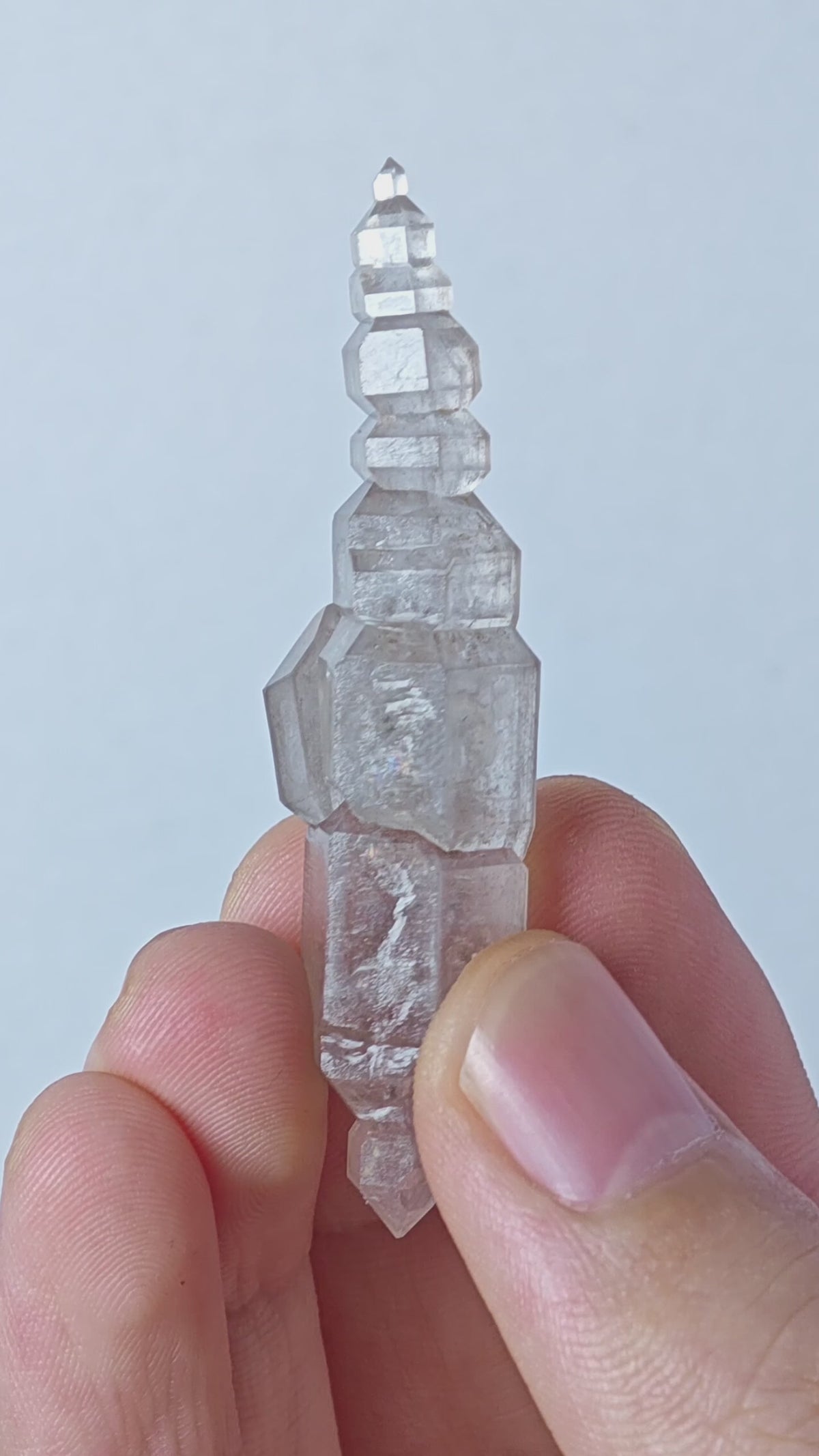 Natural Layered Stacked Petroleum Quartz Crystal Point | Madagascar