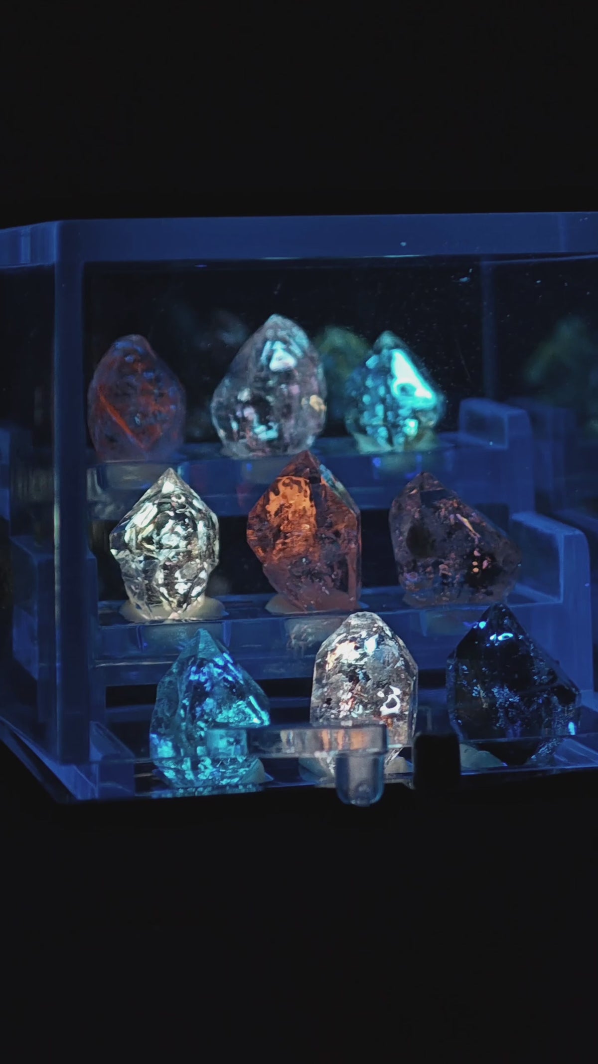 Natural Petroleum Quartz 9-Grid Mini Specimen Box Set | Pakistan